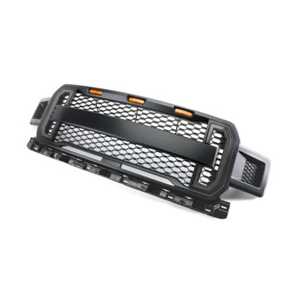 Front Bumper Grill Grille For Ford F150 Raptor Style Grille With Amber LED Lights