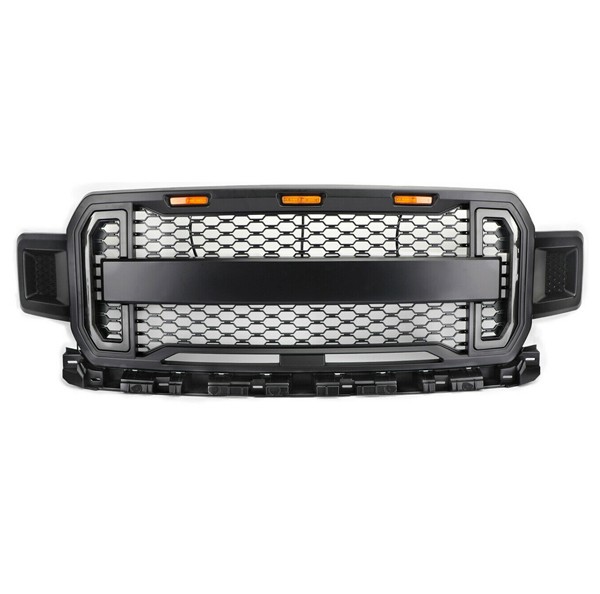 Front Bumper Grill Grille For Ford F150 Raptor Style Grille With Amber LED Lights