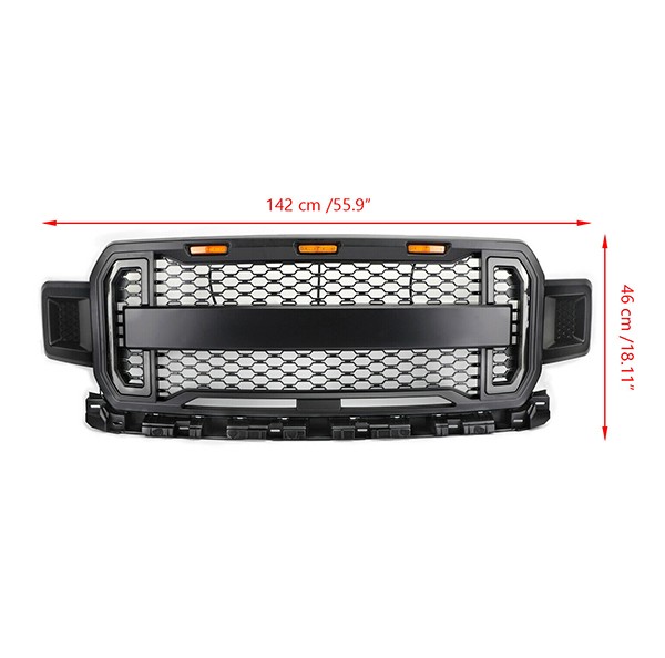 Front Bumper Grill Grille For Ford F150 Raptor Style Grille With Amber LED Lights