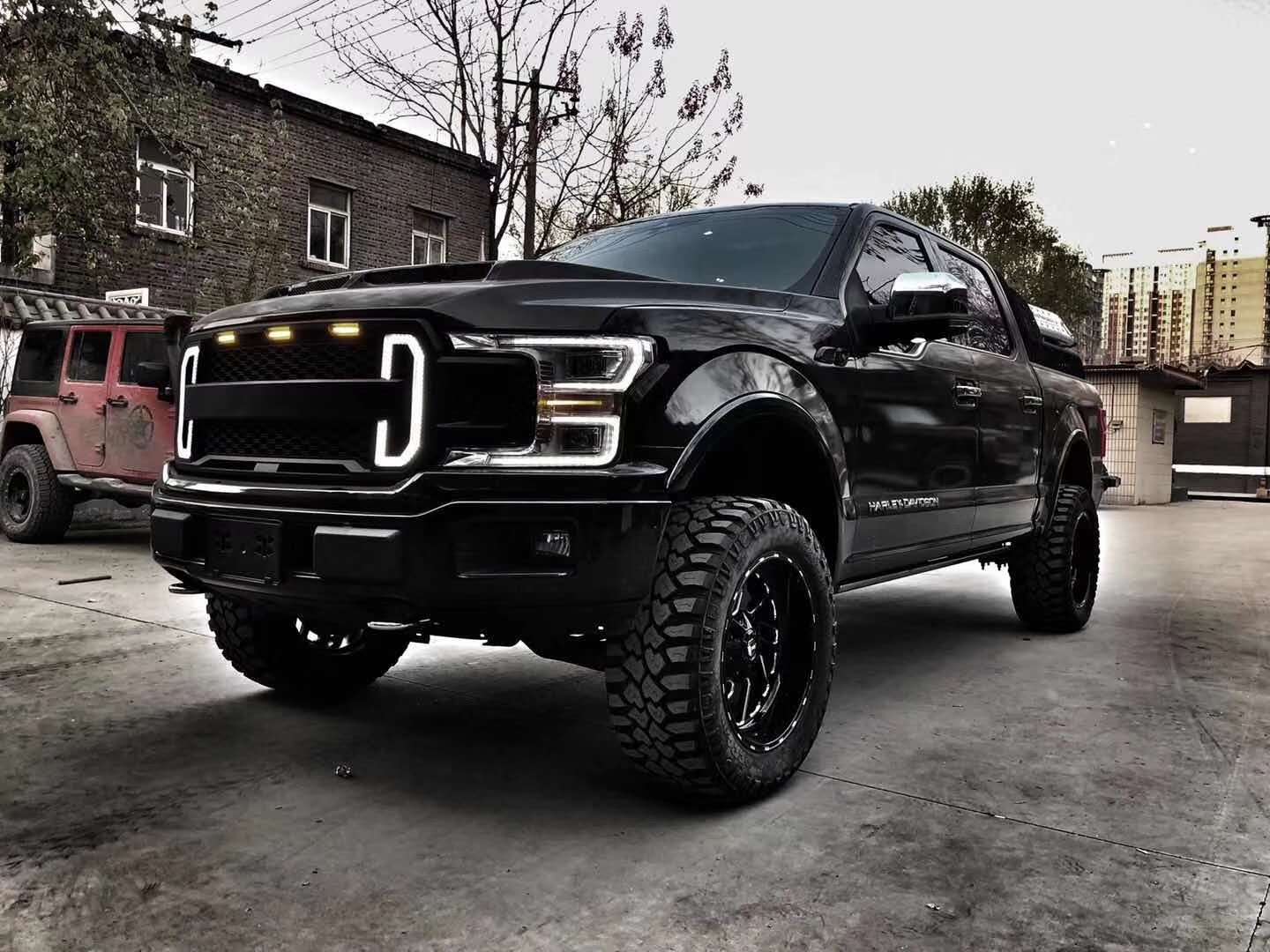Front Bumper Grill Grille For Ford F150 Raptor Style Grille With Amber LED Lights